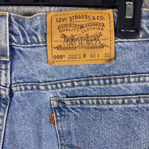 VTG Levi's 505 Orange Tab Jeans Regular Fit Straight Leg Light Wash Mens W40 L32 - Picture 5 of 8